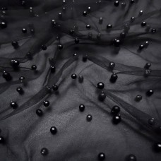 Ткань Сетка с жемчугом (черный)